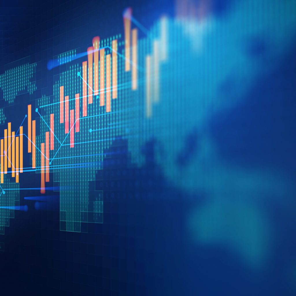 financial stock market graph illustration ,concept of business investment and stock future 
trading.